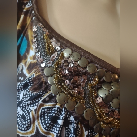 New Directions Woman's Size small beaded long sleeve blouse shirt top - Picture 5 of 9